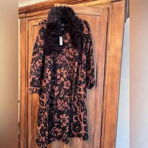 Anthropologie NEW! Long sweater with fur colar.